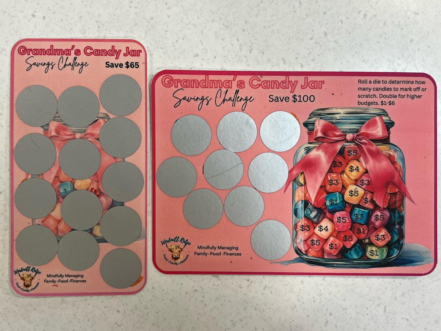 Grandma's Candy Jar Saving Scratch-Off Challenge for A5 and A6 Budget Binder