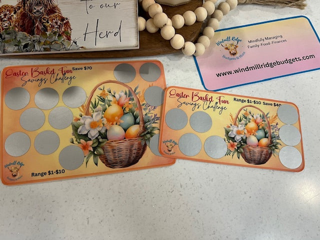 Easter Basket Saving Scratch-Off Challenge for A5 and A6 Budget Binder