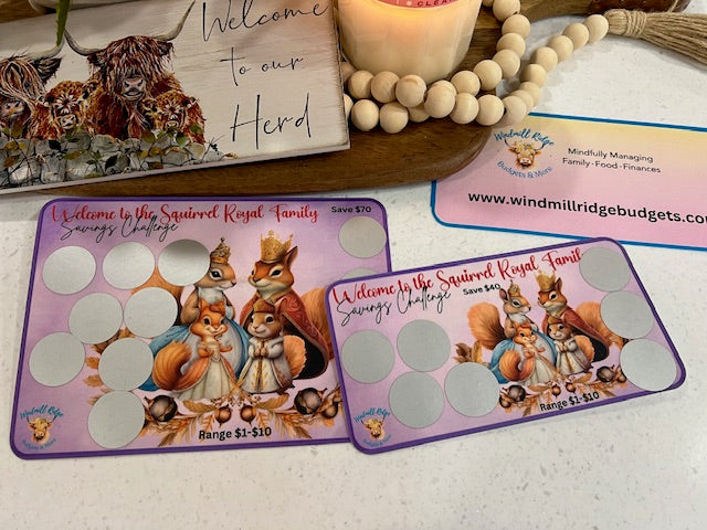Welcome to the Squirrel Royal Family Scratch-Off Challenge for A5 and A6 Budget Binder