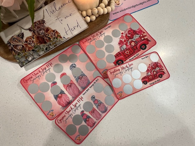 Gnome You'd Love Me! Valentine's Day Saving Scratch-Off Challenge for A5 and A6 Budget Binder