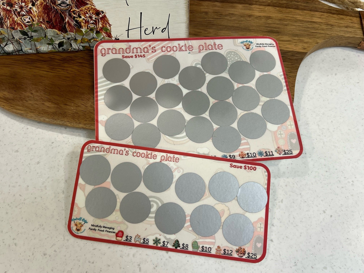 Grandma's Cookie Plate Saving Scratch-Off Challenge for A5 and A6 Budget Binder - Digital Download