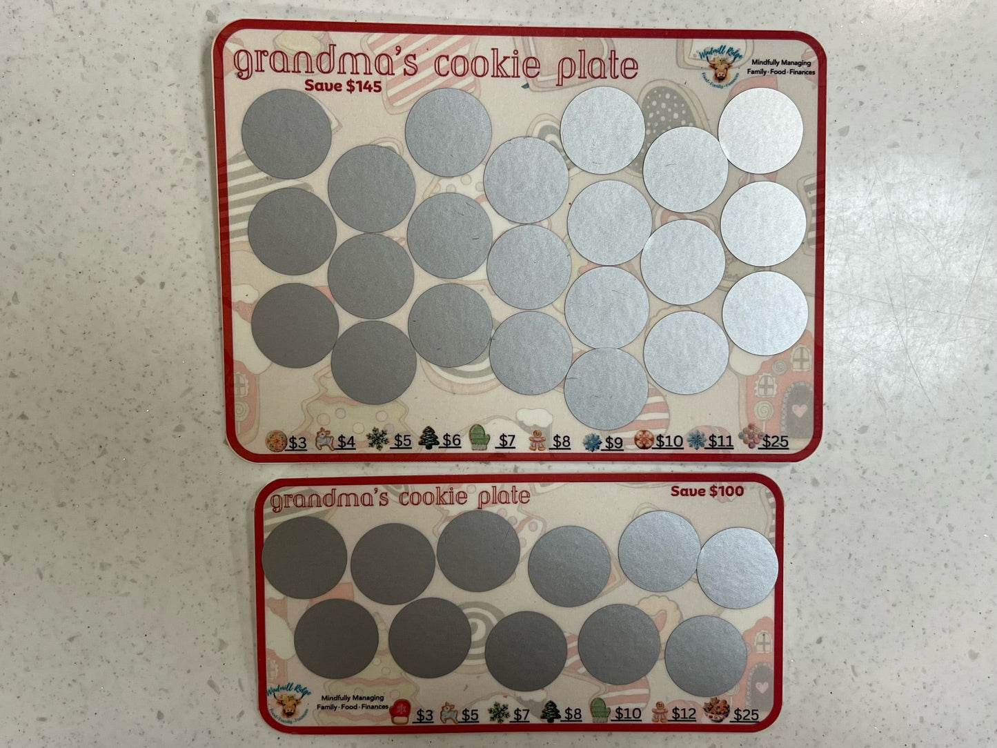 Grandma's Cookie Plate Saving Scratch-Off Challenge for A5 and A6 Budget Binder - Digital Download