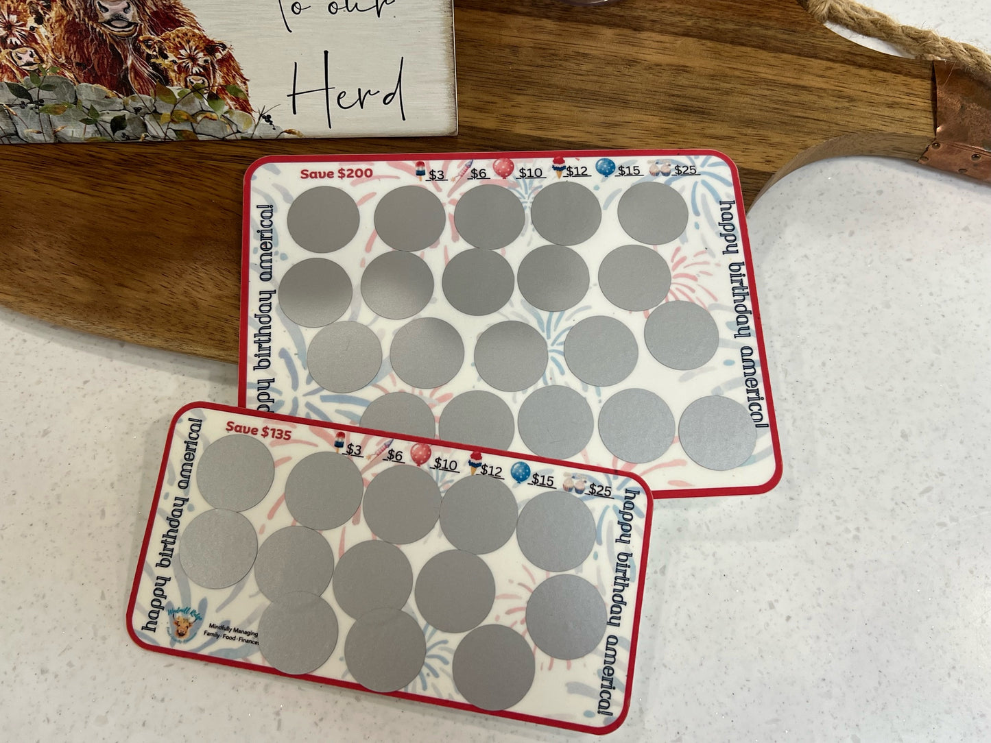 Happy Birthday America Saving Scratch-Off Challenge for A5 and A6 Budget Binder