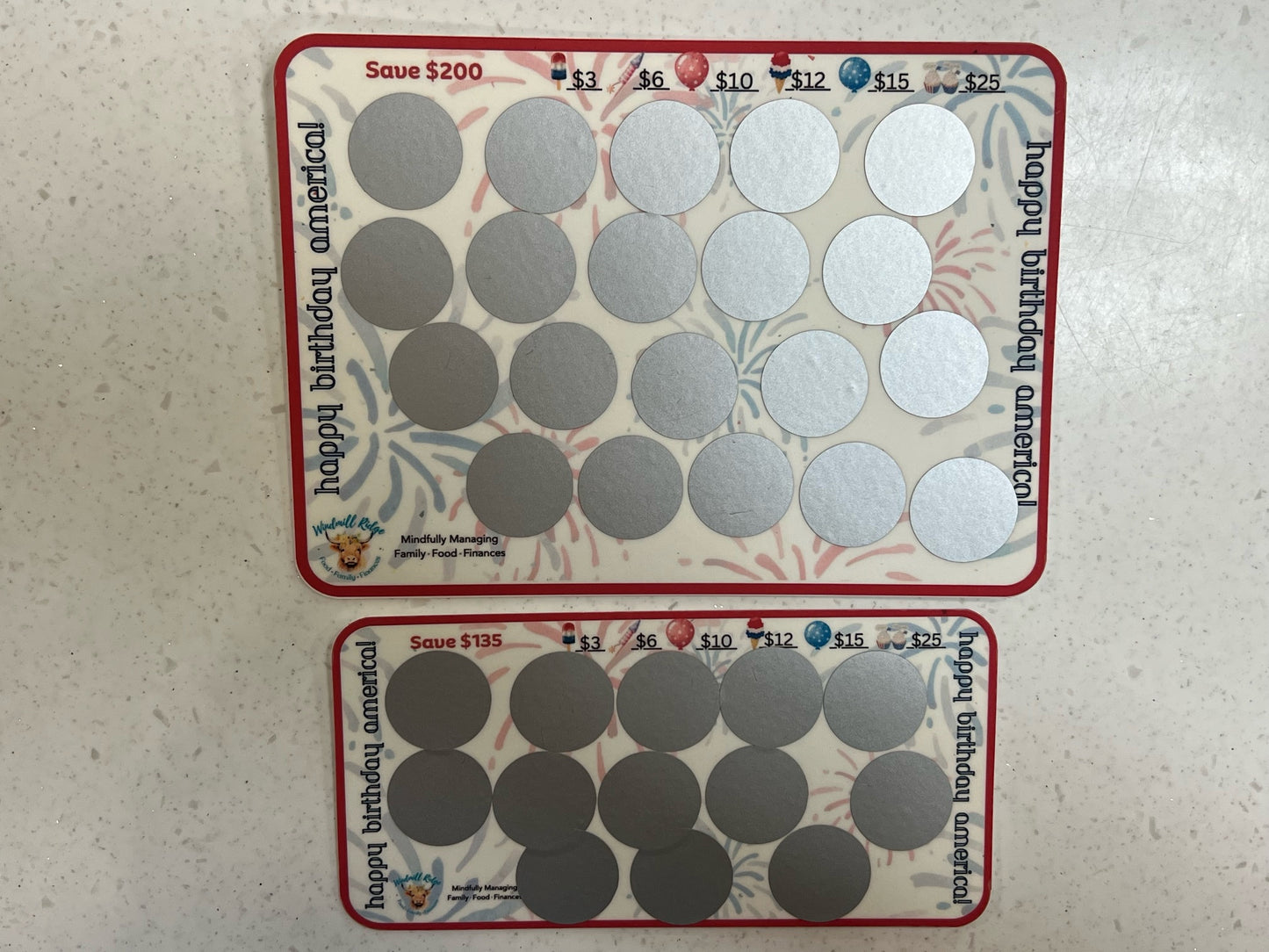 Happy Birthday America Saving Scratch-Off Challenge for A5 and A6 Budget Binder
