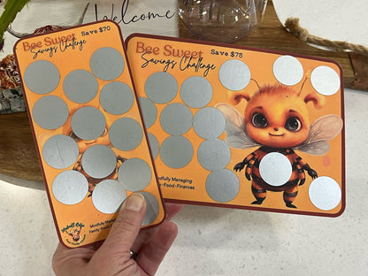 Bee Sweet Saving Scratch-Off Challenge for A5 and A6 Budget Binder