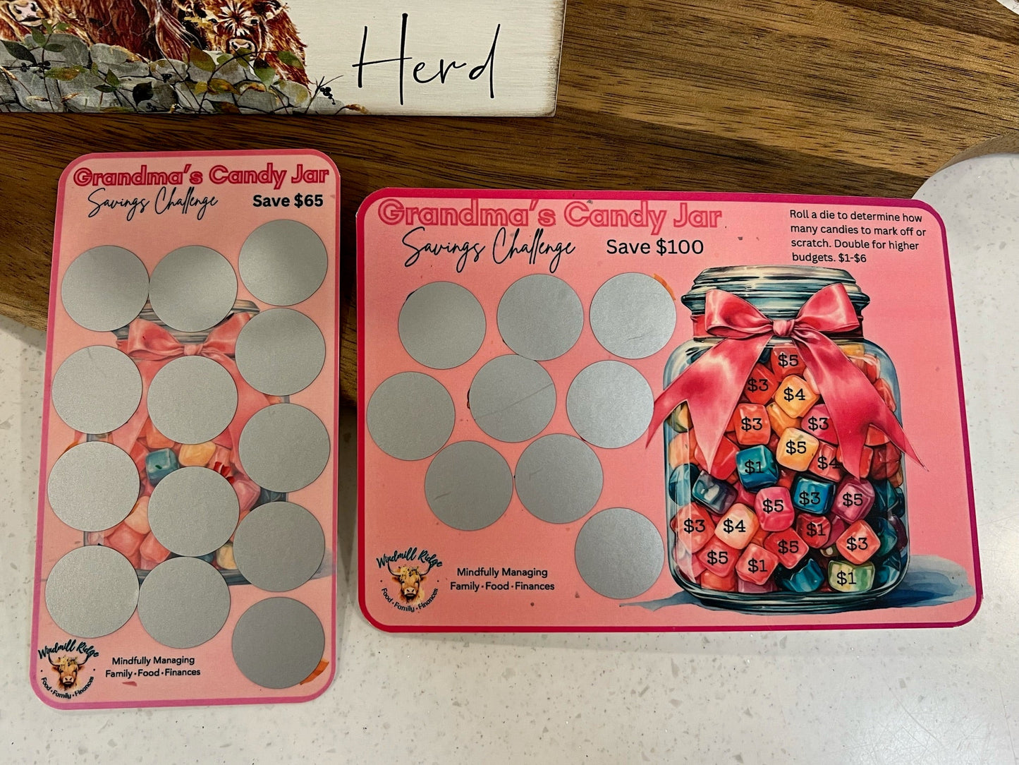 Grandma's Candy Jar Saving Scratch-Off Challenge for A5 and A6 Budget Binder - Digital Download