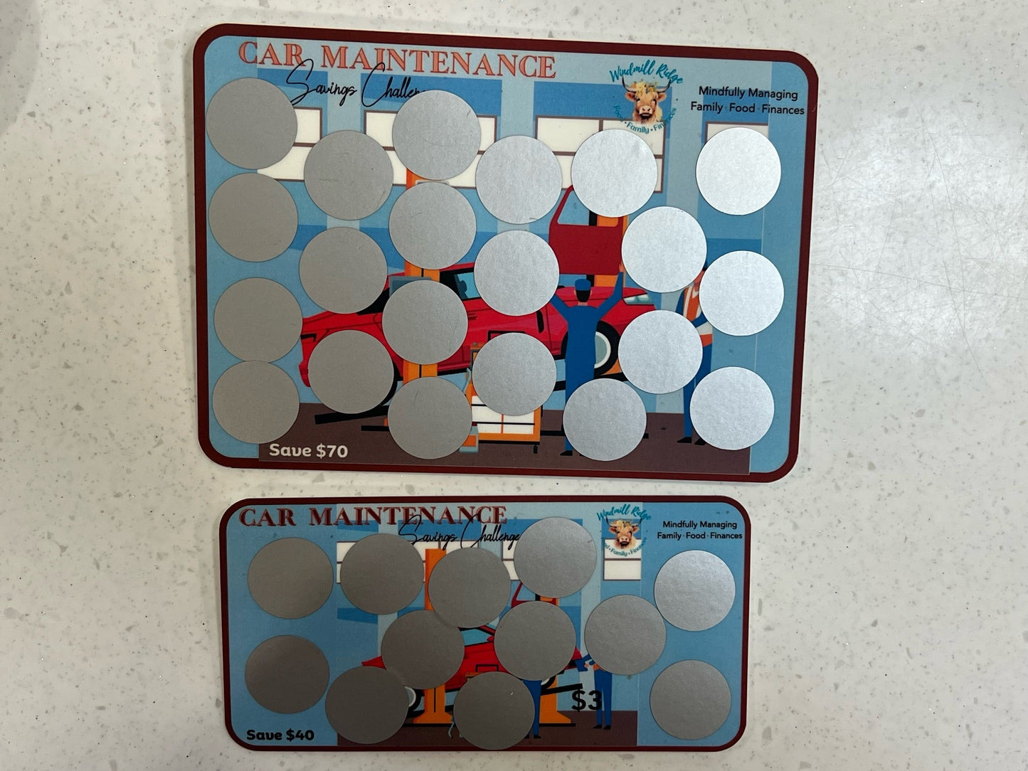 Car Maintenance Saving Scratch-Off Challenge for A5 and A6 Budget Binder - Digital Download