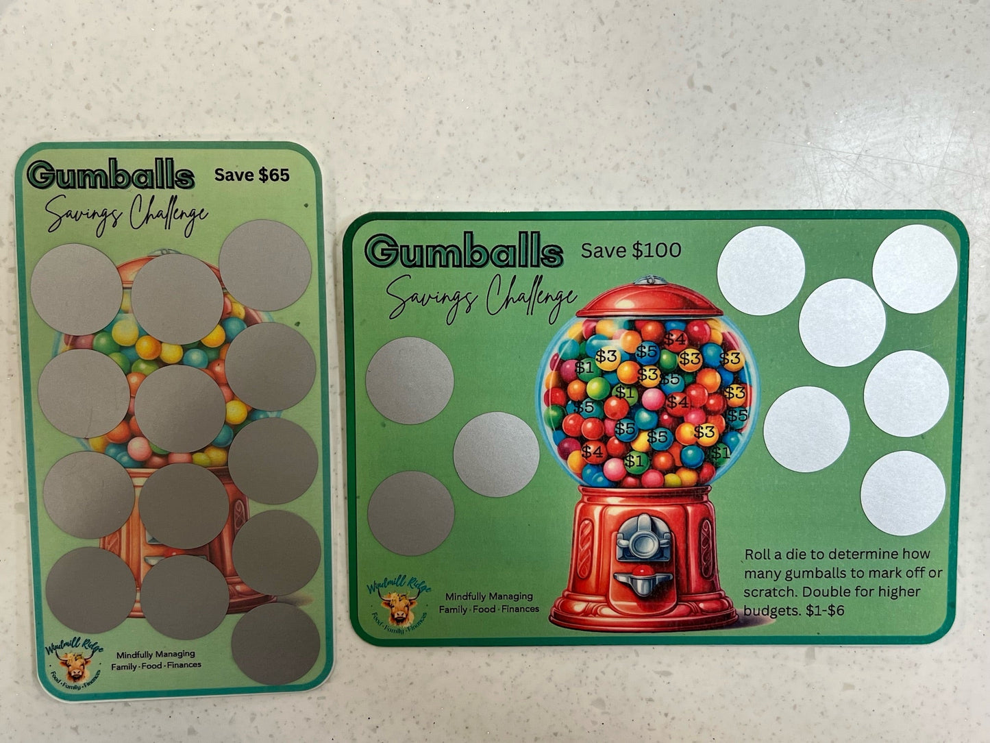 Gumball Saving Scratch-Off Challenge for A5 and A6 Budget Binder - Digital Download