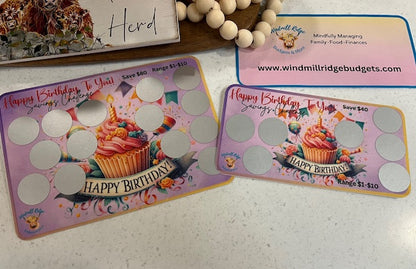 Happy Birthday To You Saving Scratch-Off Challenge for A5 and A6 Budget Binder