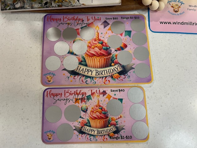 Happy Birthday To You Saving Scratch-Off Challenge for A5 and A6 Budget Binder