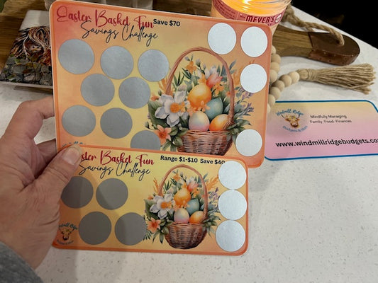 Easter Basket Saving Scratch-Off Challenge for A5 and A6 Budget Binder