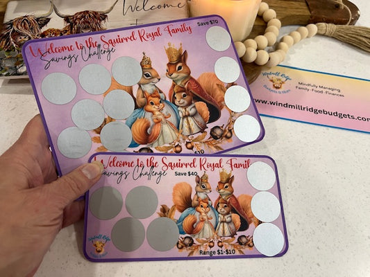 Welcome to the Squirrel Royal Family Scratch-Off Challenge for A5 and A6 Budget Binder