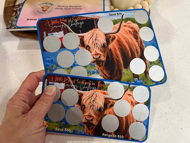 A Little Bit of Scotland in Texas Saving Scratch-Off Challenge for A5 and A6 Budget Binder - Digital Download