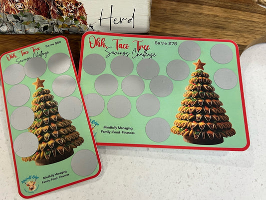 Ohh Taco Tree Saving Scratch-Off Challenge for A5 and A6 Budget Binder - Digital Download